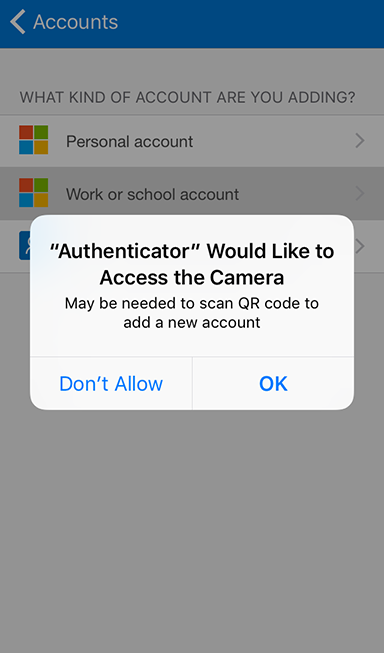 Microsoft Authenticator approve camera access